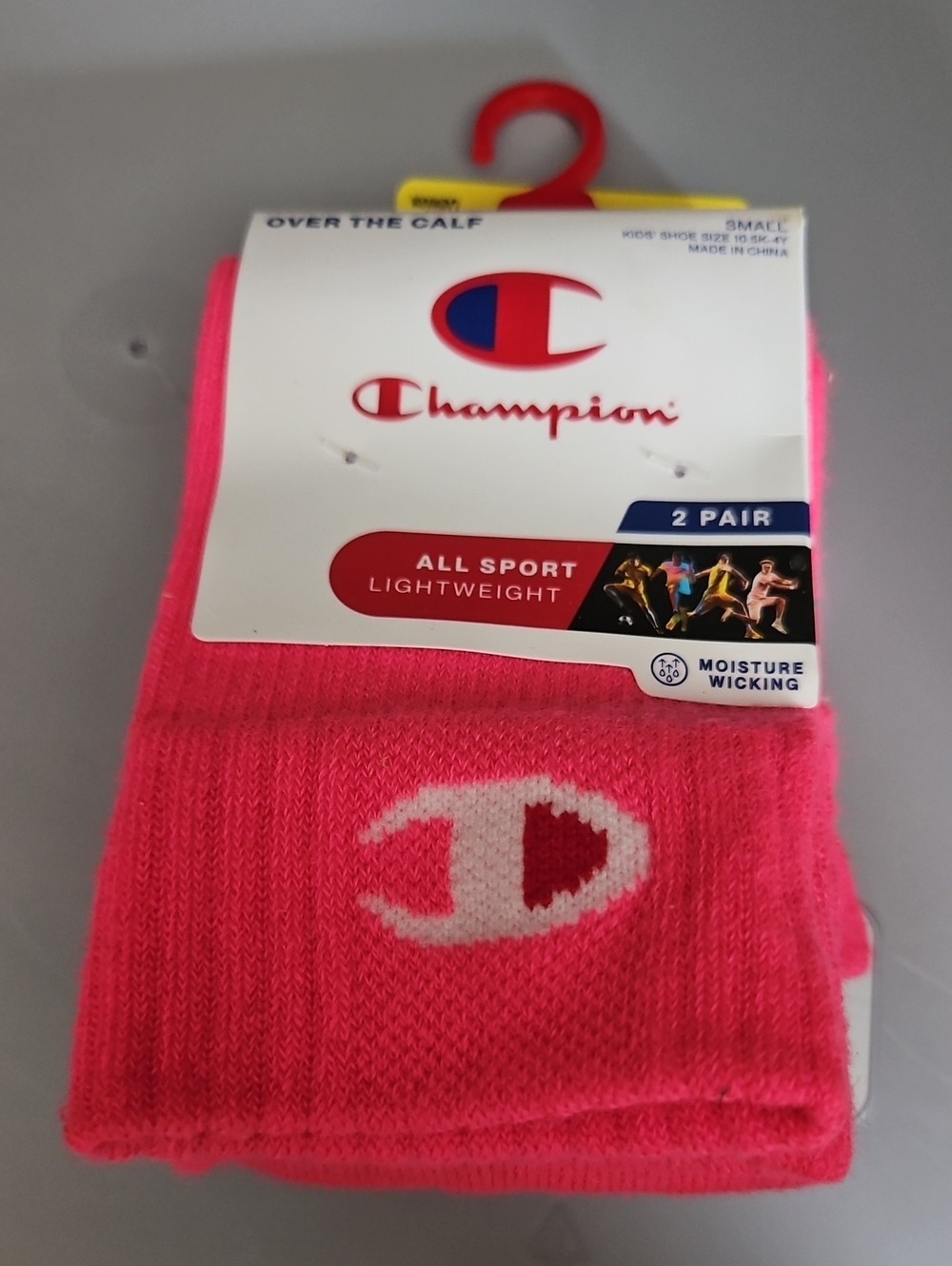 CHAMPION YOUTH UNISEX OVER THE CALF ALL SPORT SOCKS: PINK: NWT: YOUTH 10.5K-4Y